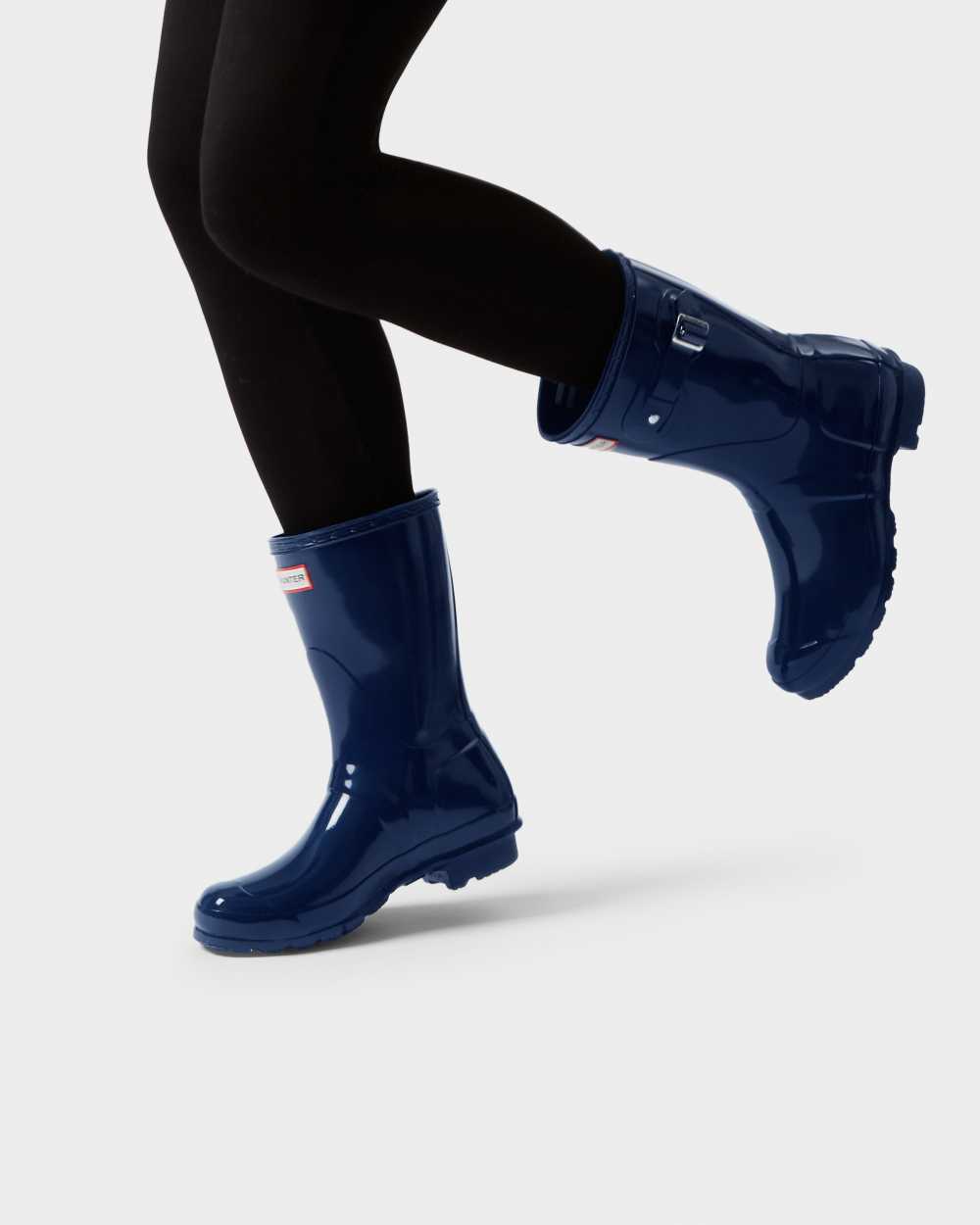 Stivali Pioggia Hunter Original Short Gloss Mid-Calf Donna - Blu Marino | 644-608780 IT